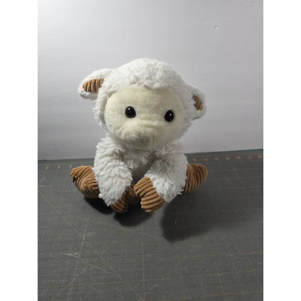 Fiesta Plush Lamb White Brown Corduroy Accents Shaggy Sheep 9in
